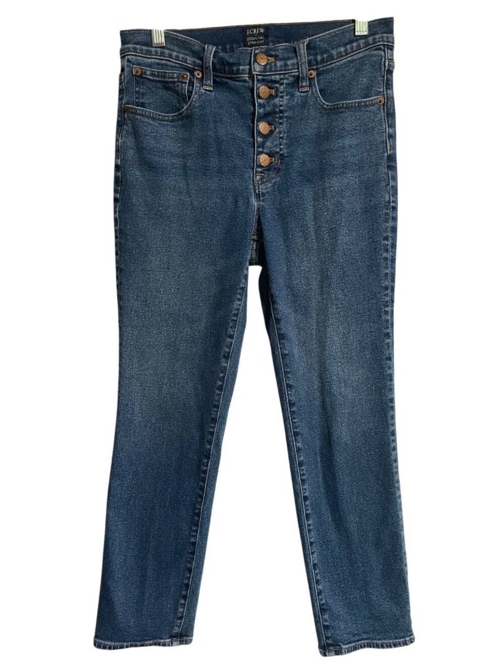 J Crew Factory Essential Straight Button Fly Jeans Womens 27 Blue Denim Ankle